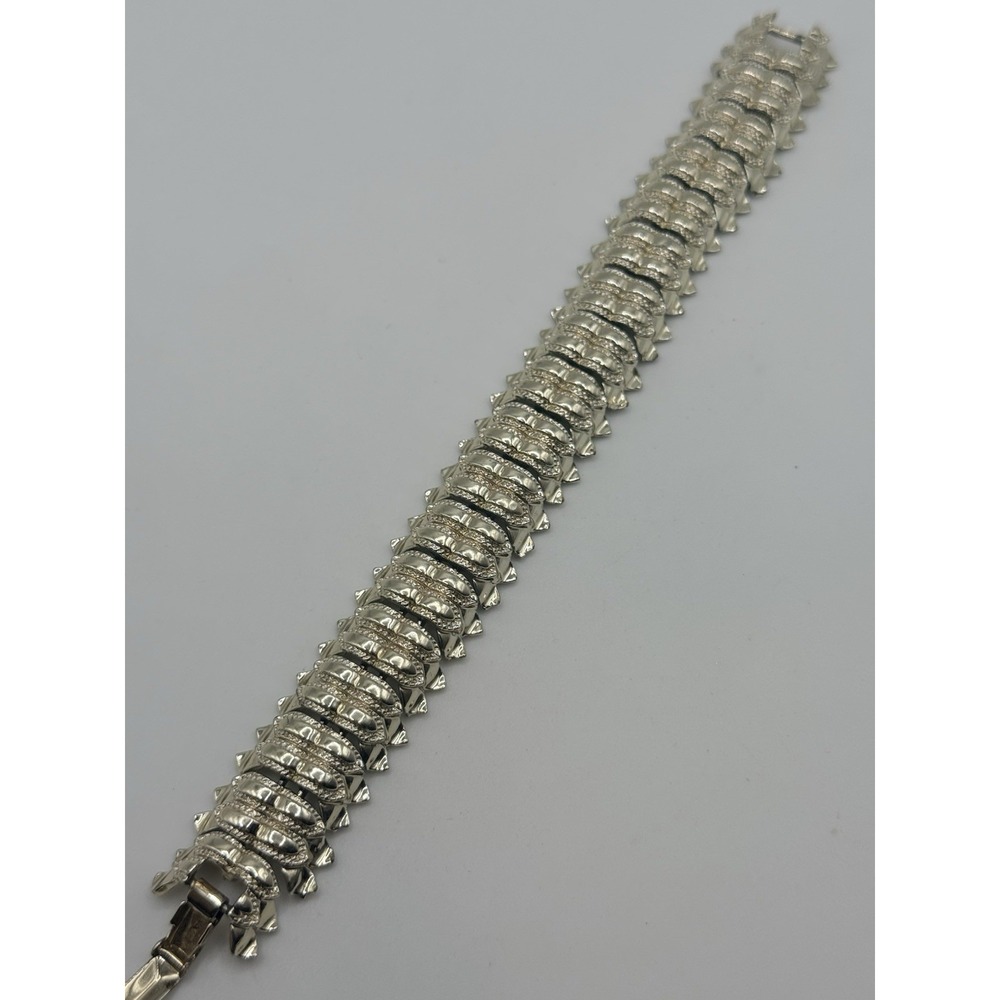 Vintage STAR Bracelet Silver Tone Chunky MCM Signed 6.5" - Picture 3 of 9